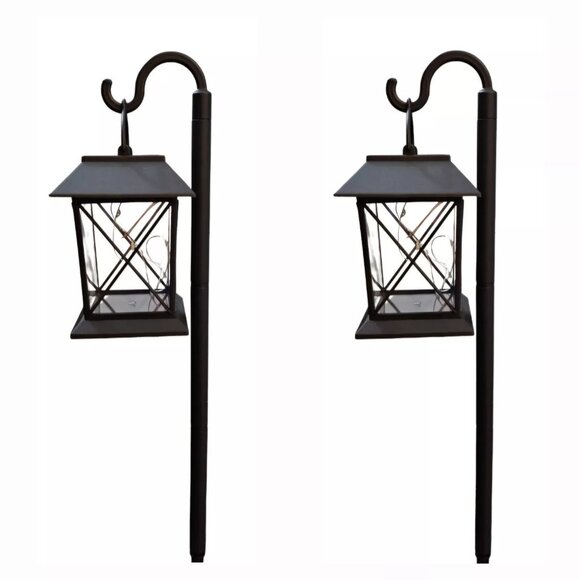 2 PACKS Of Garden Collection Solar Hook Lantern NEW in Box - Picture 1 of 3